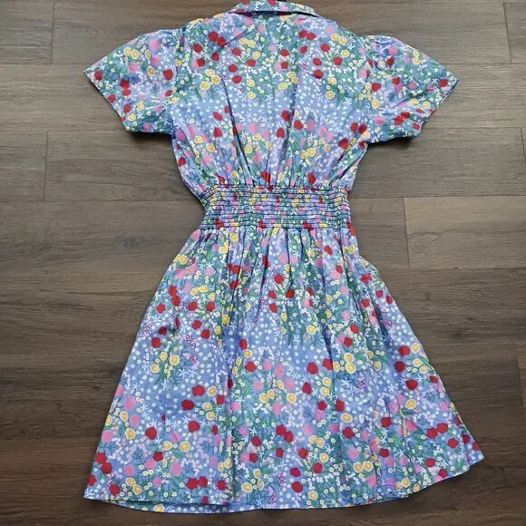 RARE Nooworks Leah Super Bloom Blue Cotton Floral Mini Swing Dress PLUS 2X US - Picture 6 of 6
